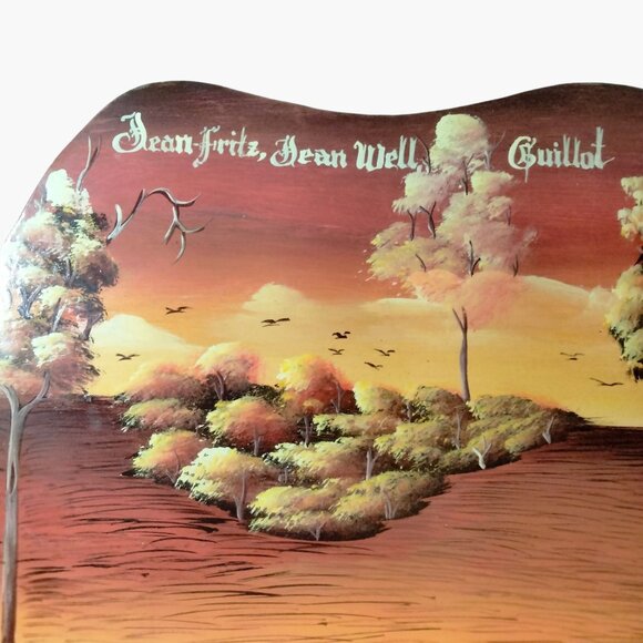 Tropical Landscape Painting Placemat Wall Art Tiki Sunset Jean Fritz  Guillot - Picture 6 of 7